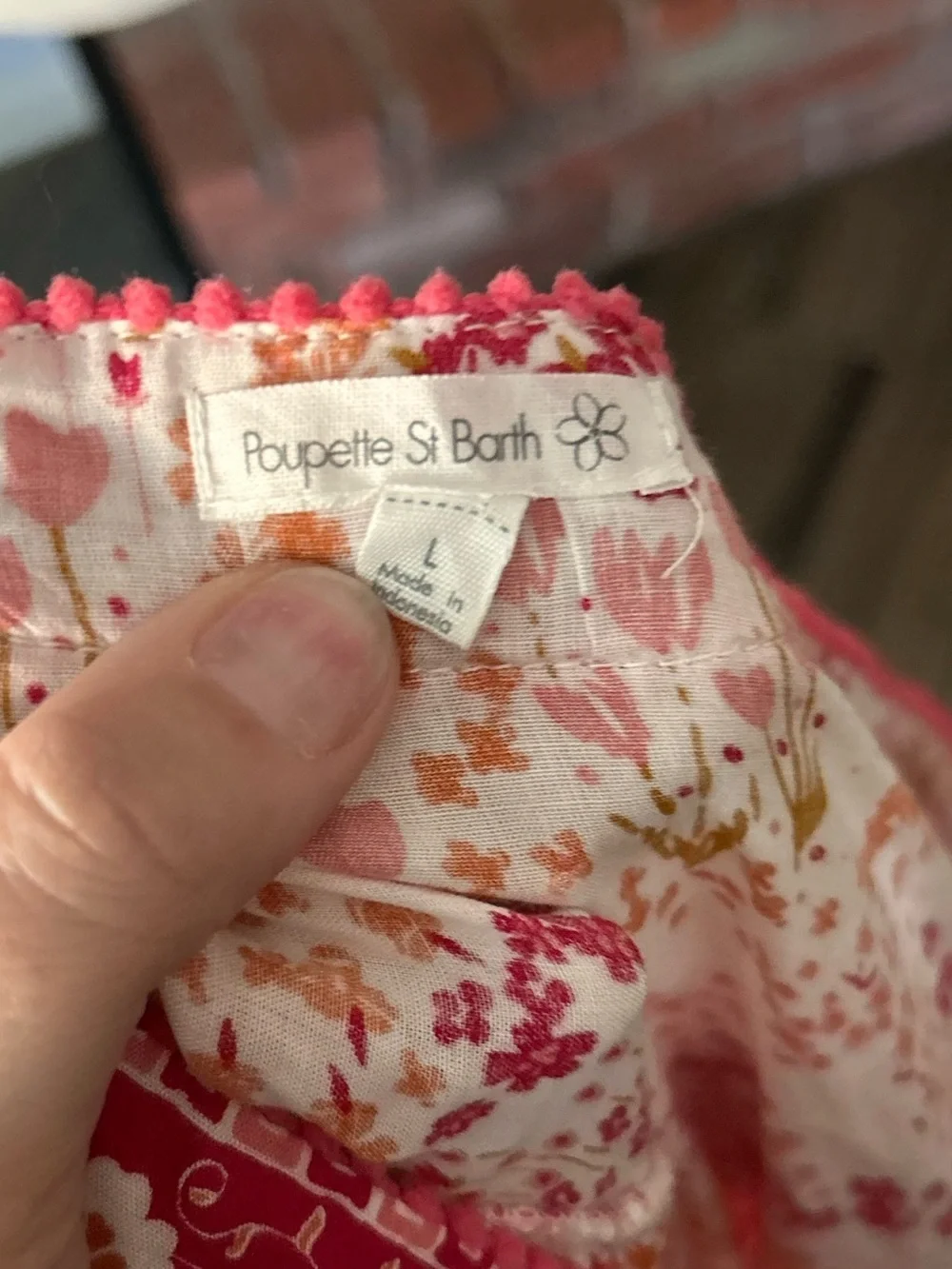 Poupette St. Barth Camila Mini Dress in White Pink Tulipe Print Sz L